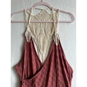 Free People Crochet Boho Tank or Dress GUC Brown Rust LG Made in India Cotton